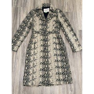 Rachel Roy Women’s Olive Reptile Snake Cotton Button Front Long‎ Length Jacket S